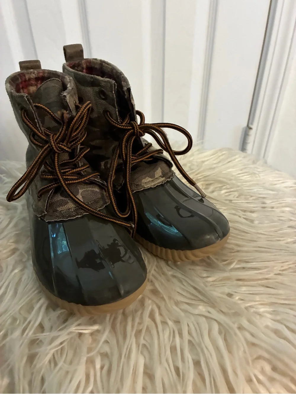 Kids Waterproof Duck Boots in Olive Green